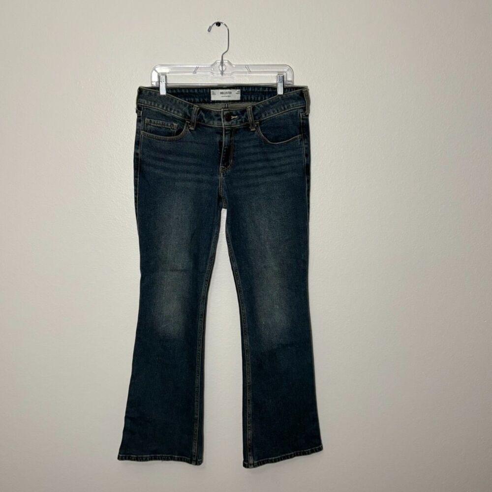 Hollister Low Rise Boot Cut Dark Wash Jeans 10R Embroidered Pockets